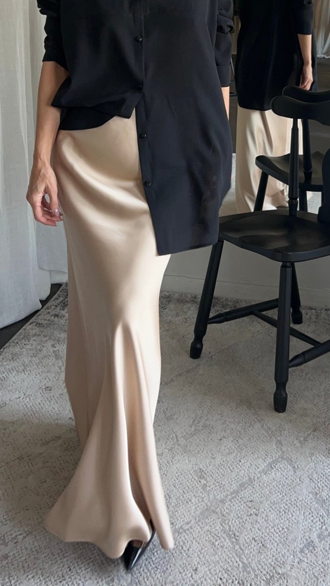 Long Skirt Silk Satin Creme - BeaA - Be At Home with Yourself - skirt