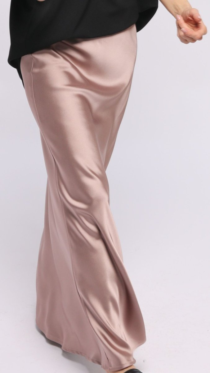 Long Skirt Silk Satin Dusty Rose - BeaA - Be At Home with Yourself - skirt
