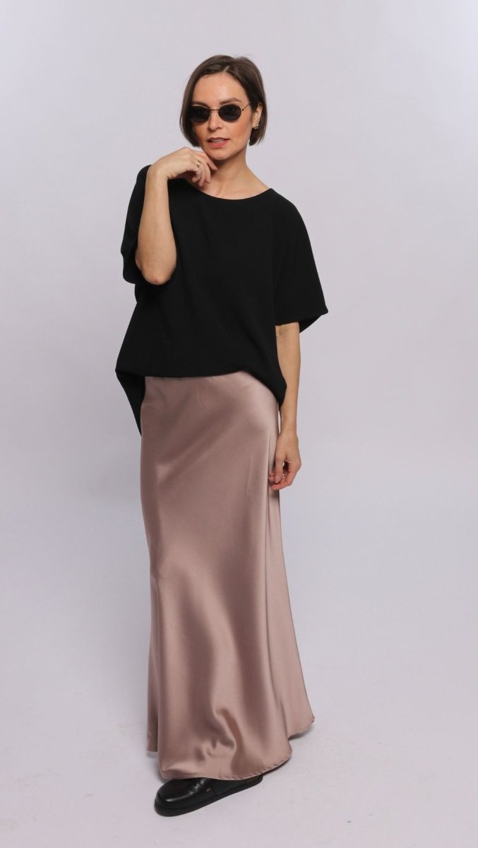 Long Skirt Silk Satin Dusty Rose - BeaA - Be At Home with Yourself - skirt