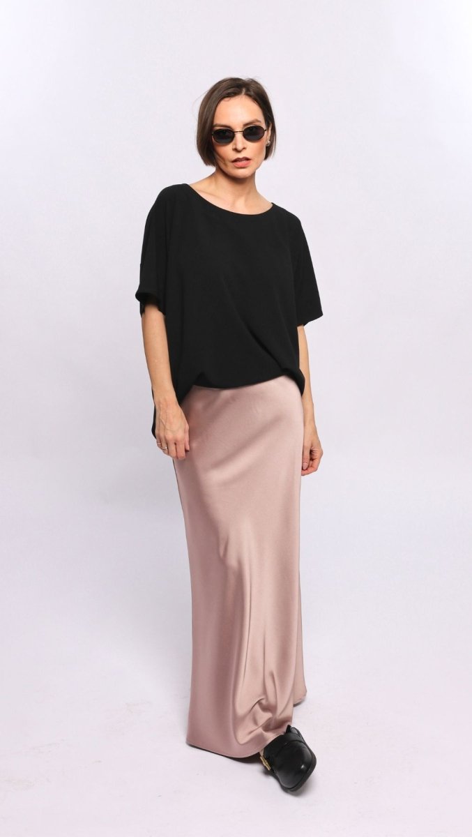 Long Skirt Silk Satin Dusty Rose - BeaA - Be At Home with Yourself - skirt