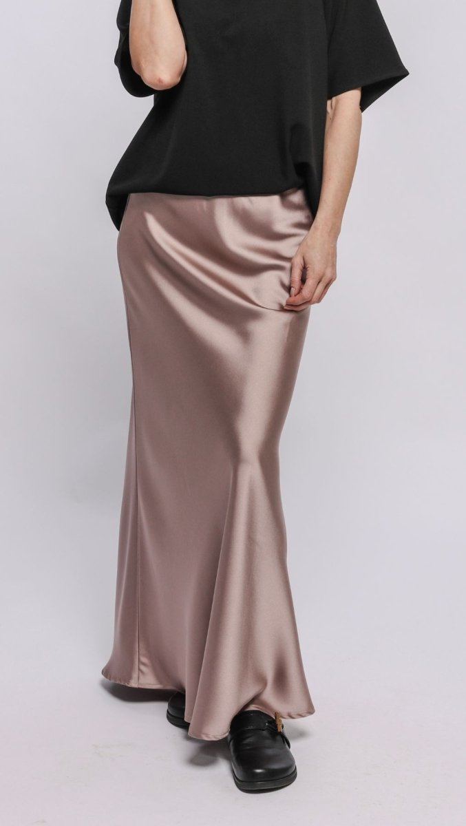 Long Skirt Silk Satin Dusty Rose - BeaA - Be At Home with Yourself - skirt