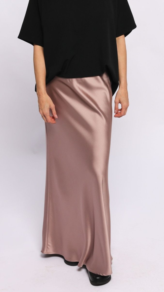 Long Skirt Silk Satin Dusty Rose - BeaA - Be At Home with Yourself - skirt
