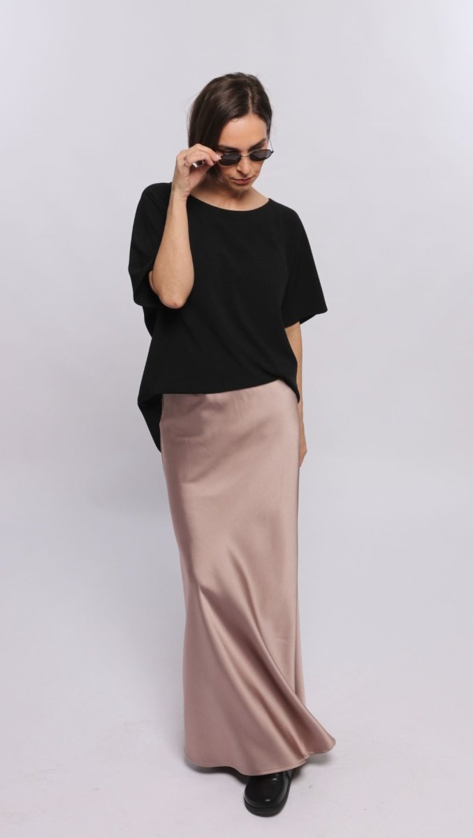 Long Skirt Silk Satin Dusty Rose - BeaA - Be At Home with Yourself - skirt