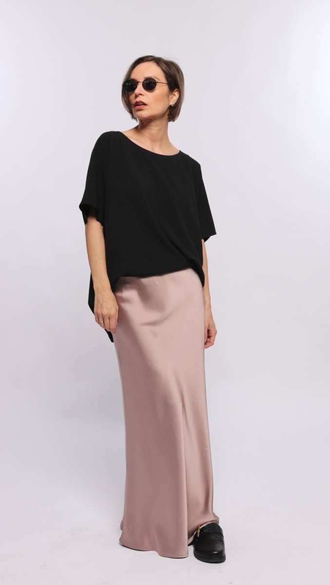 Long Skirt Silk Satin Dusty Rose - BeaA - Be At Home with Yourself - skirt