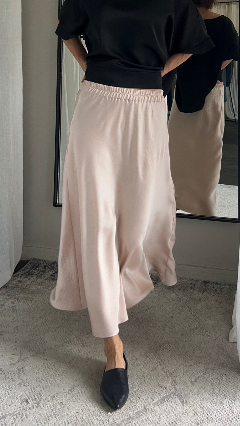Midi skirt Crushed silk Cream - BeaA - Be At Home with Yourself - skirt