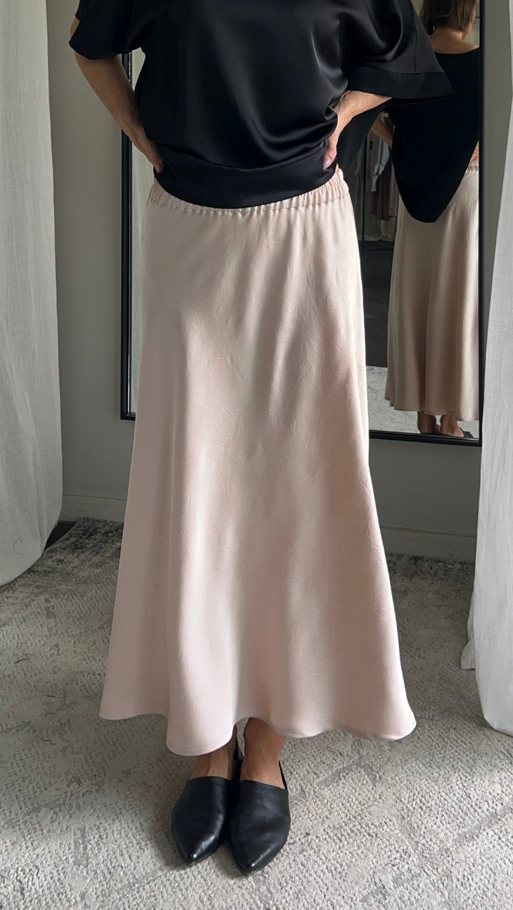 Midi skirt Crushed silk Cream - BeaA - Be At Home with Yourself - skirt