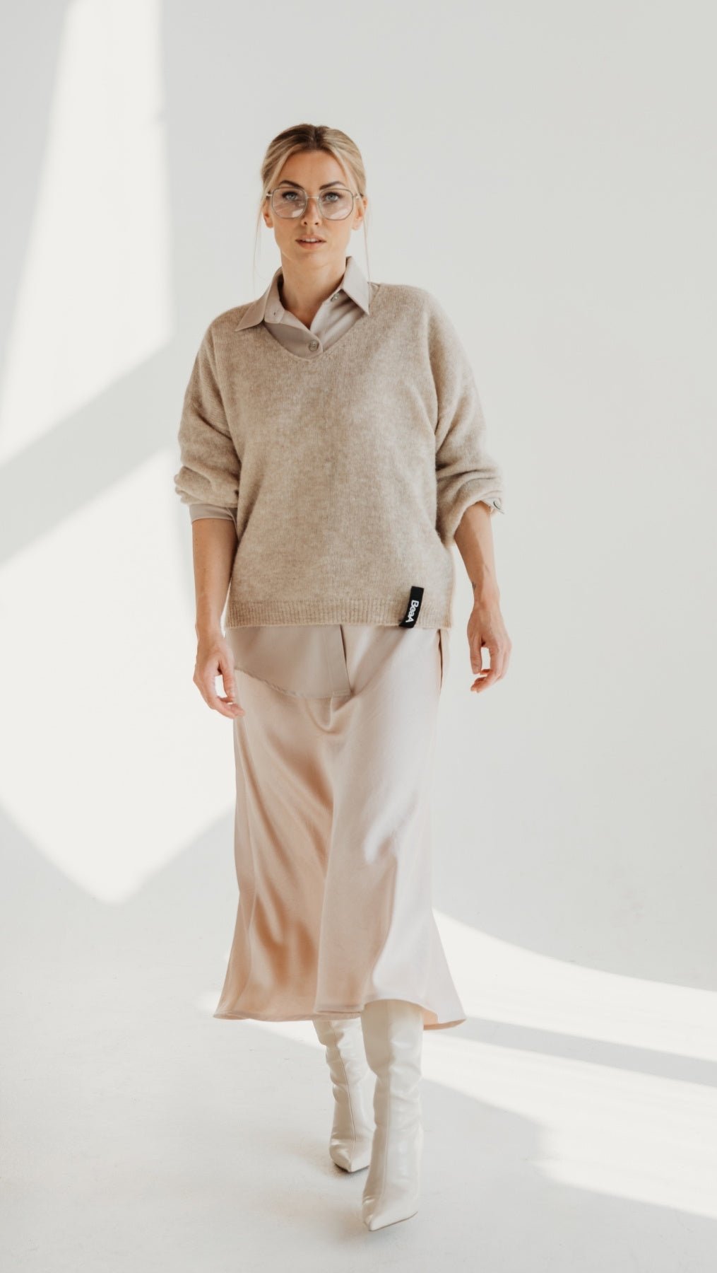 Midi skirt Crushed silk Cream - BeaA - Be At Home with Yourself - skirt