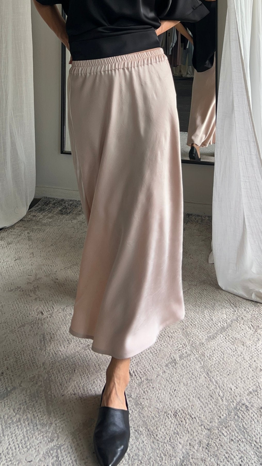 Midi skirt Crushed silk Cream - BeaA - Be At Home with Yourself - skirt