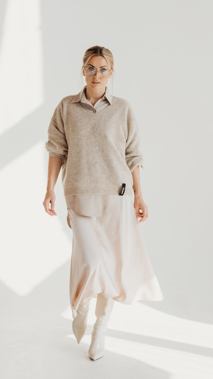 Midi skirt Crushed silk Cream - BeaA - Be At Home with Yourself - skirt