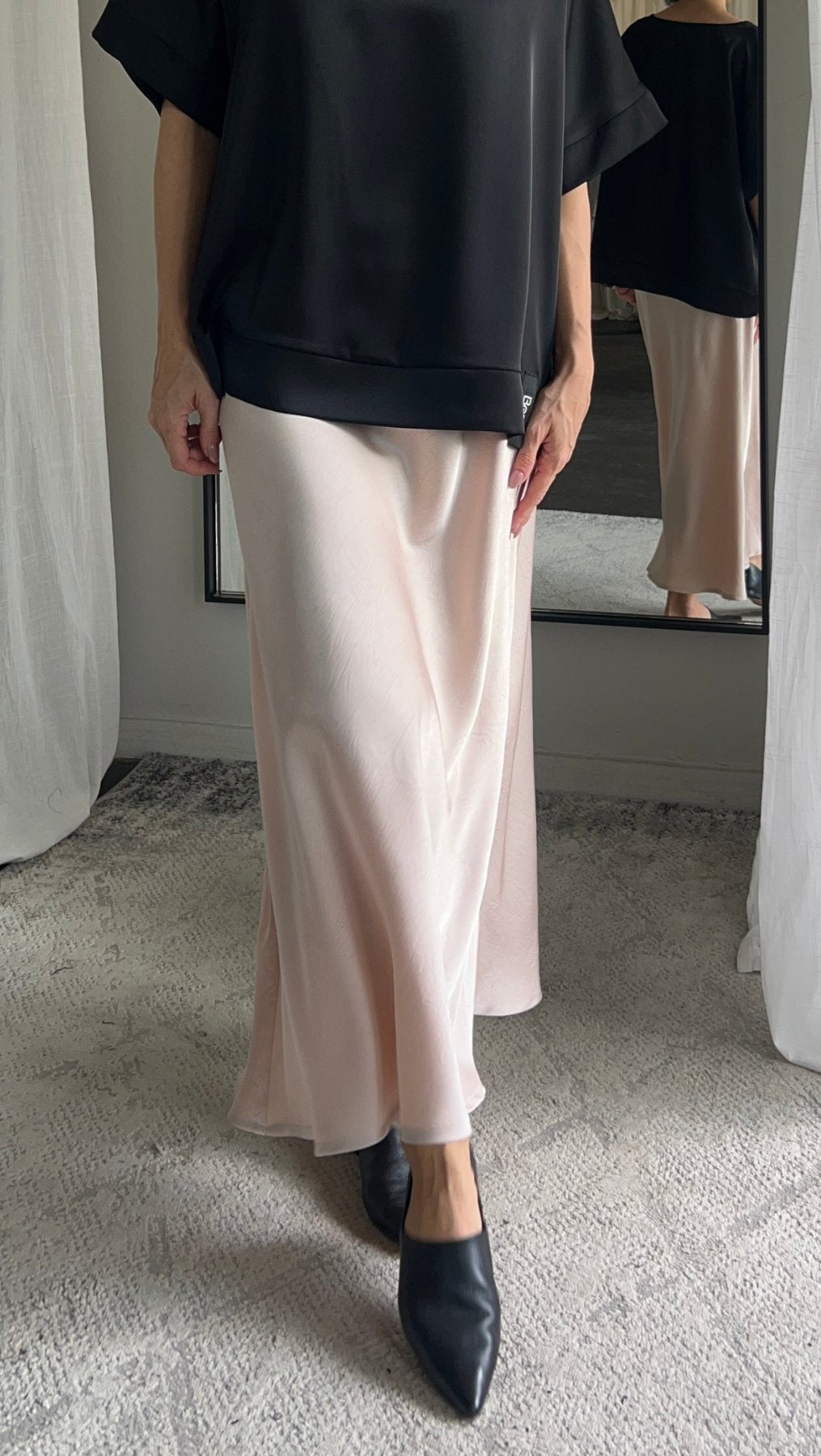 Midi skirt Crushed silk Cream - BeaA - Be At Home with Yourself - skirt