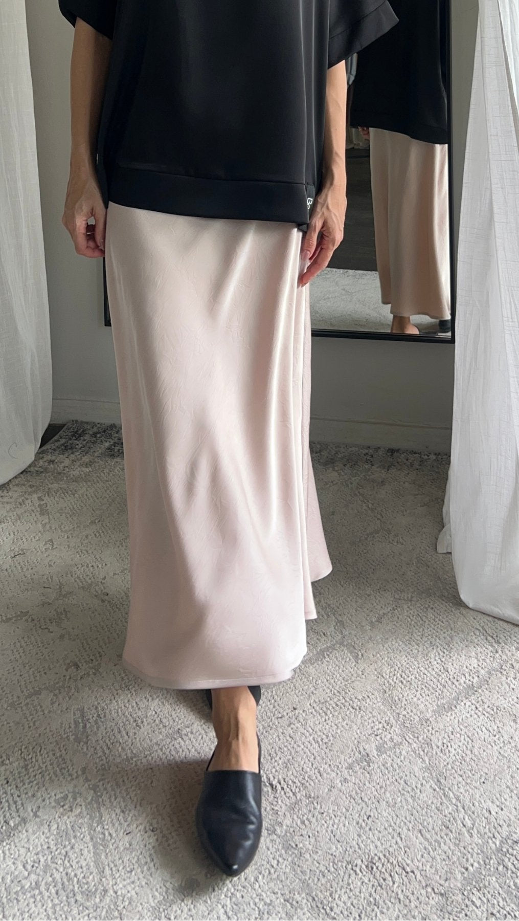 Midi skirt Crushed silk Cream - BeaA - Be At Home with Yourself - skirt