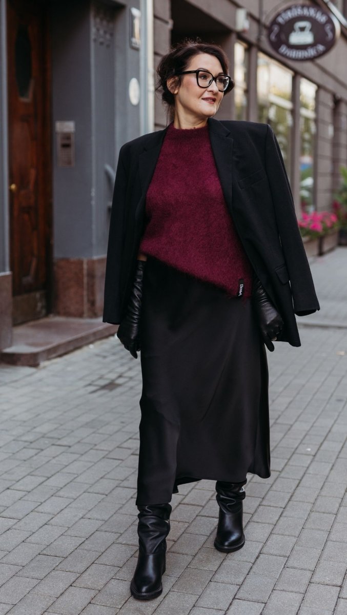 Midi Skirt Silk Satin Black - BeaA - Be At Home with Yourself - skirt