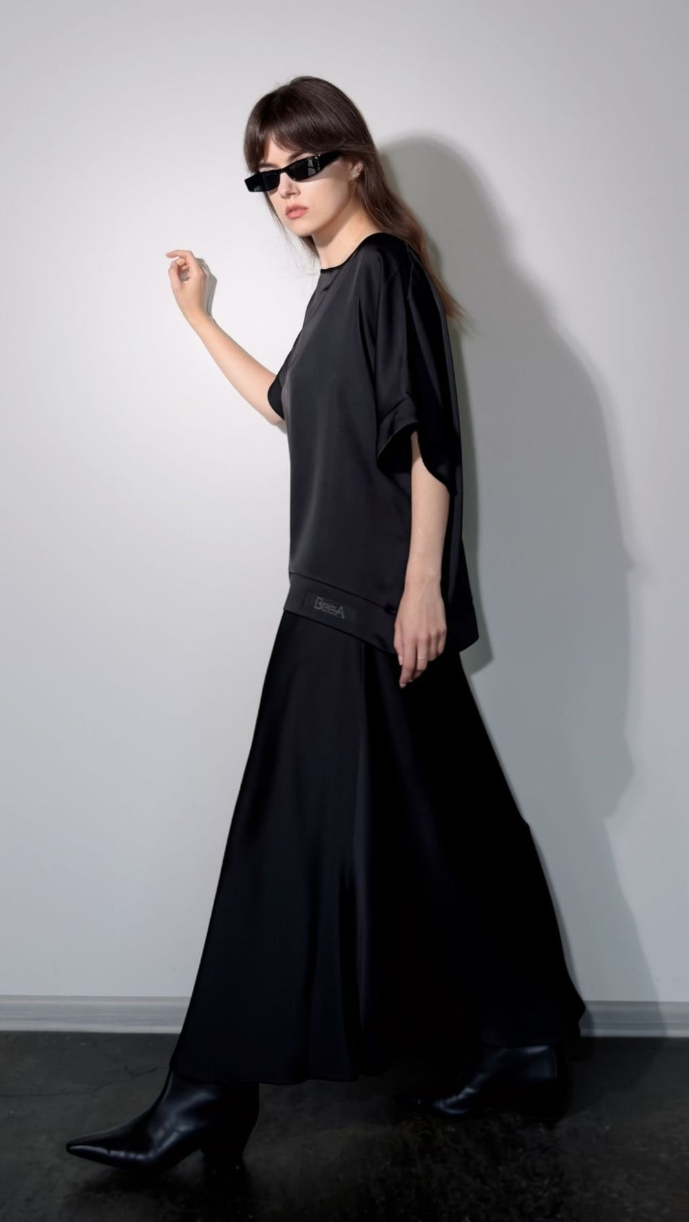 Midi Skirt Silk Satin Black - BeaA - Be At Home with Yourself - skirt