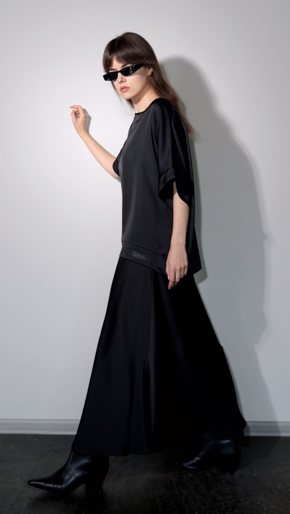 Midi Skirt Silk Satin Black - BeaA - Be At Home with Yourself - skirt