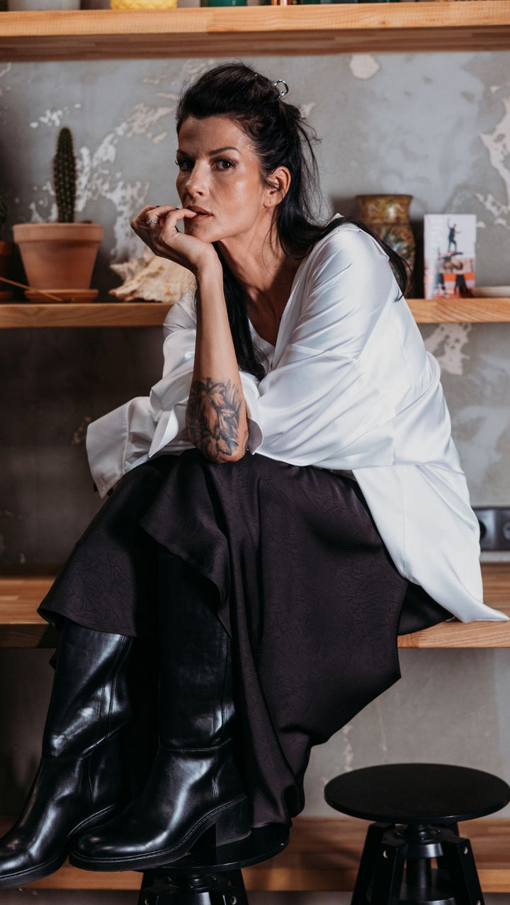 Midi Skirt Silk Satin Black - BeaA - Be At Home with Yourself - skirt