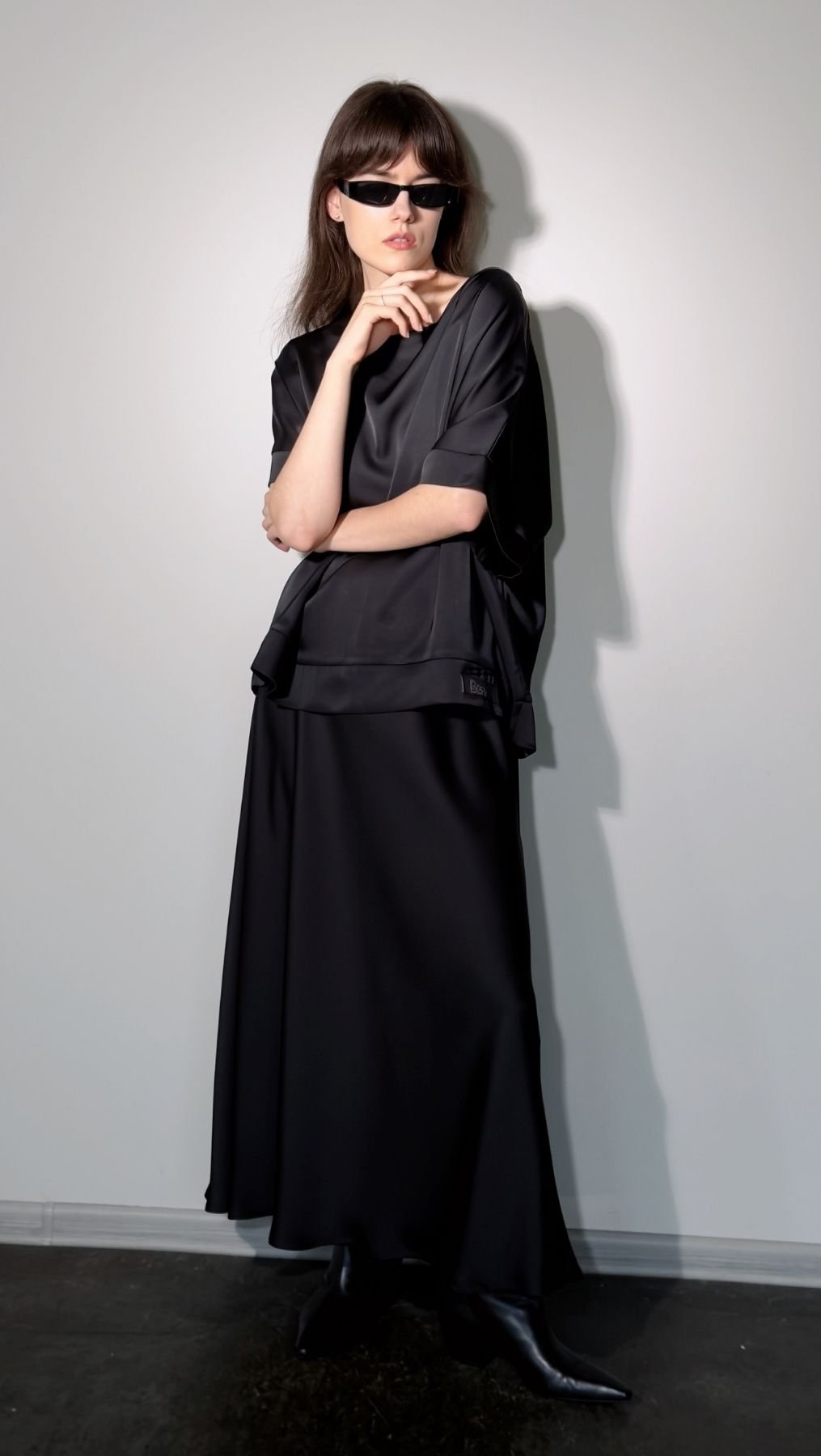 Midi Skirt Silk Satin Black - BeaA - Be At Home with Yourself - skirt