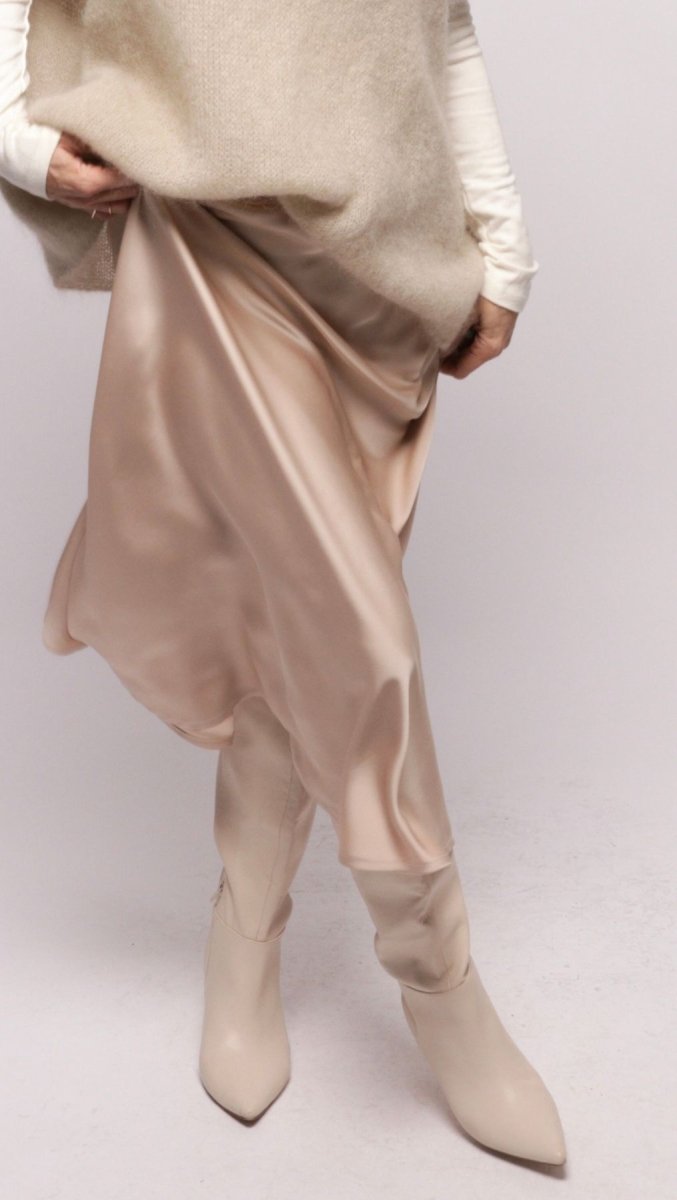 Midi Skirt Silk Satin Cream - BeaA - Be At Home with Yourself - skirt
