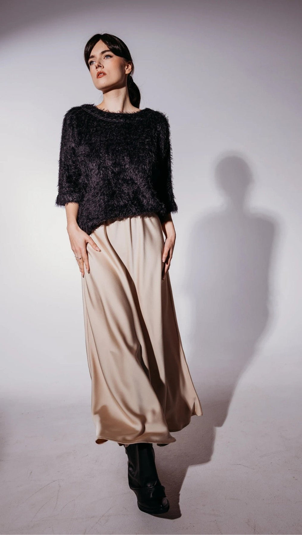 Midi Skirt Silk Satin Creme - BeaA - Be At Home with Yourself - skirt