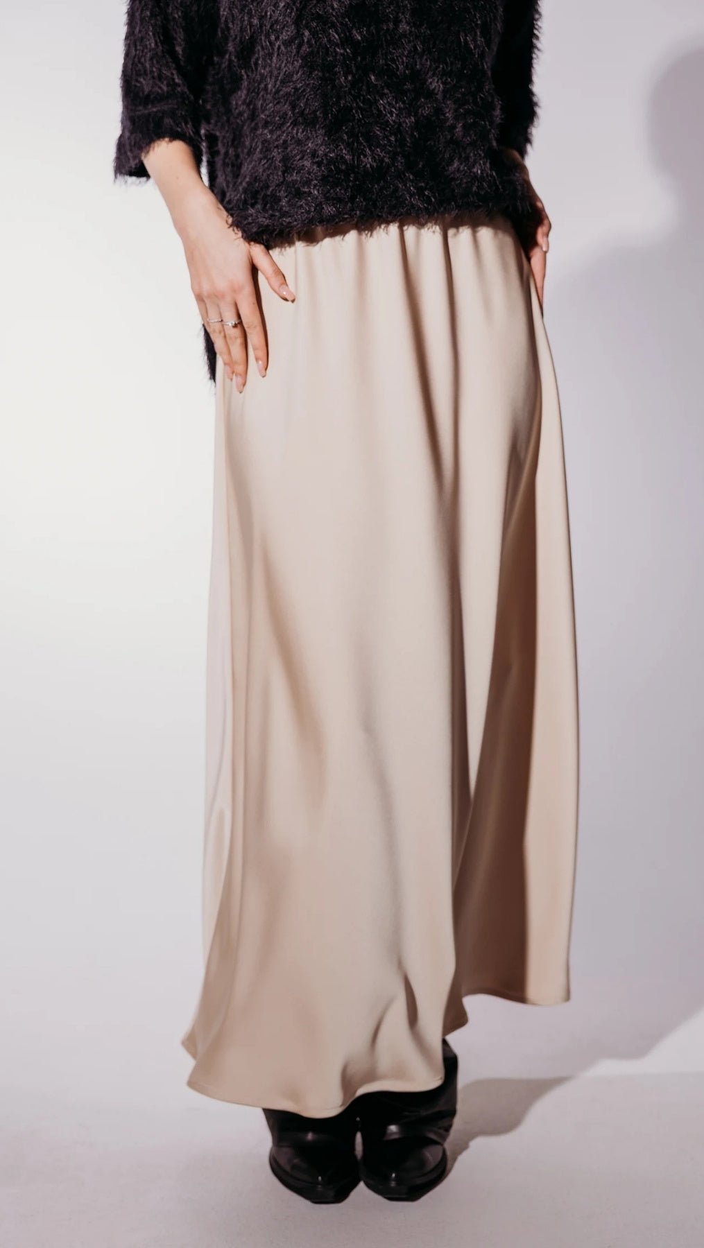 Midi Skirt Silk Satin Creme - BeaA - Be At Home with Yourself - skirt