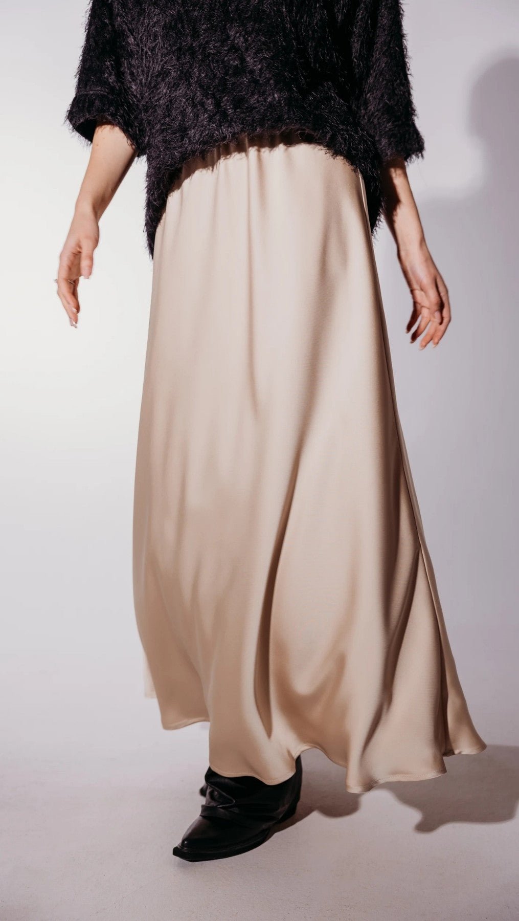 Midi Skirt Silk Satin Creme - BeaA - Be At Home with Yourself - skirt
