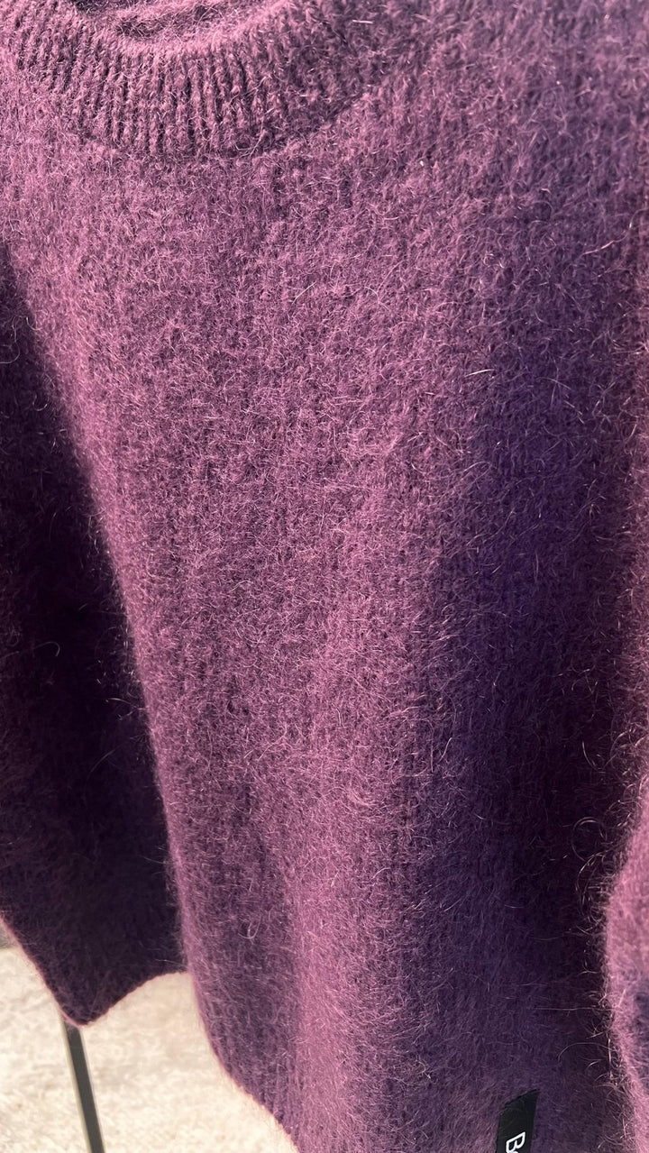 Mohair and wool Sweater Taupe / Purple - BeaA - Be At Home with Yourself - Top