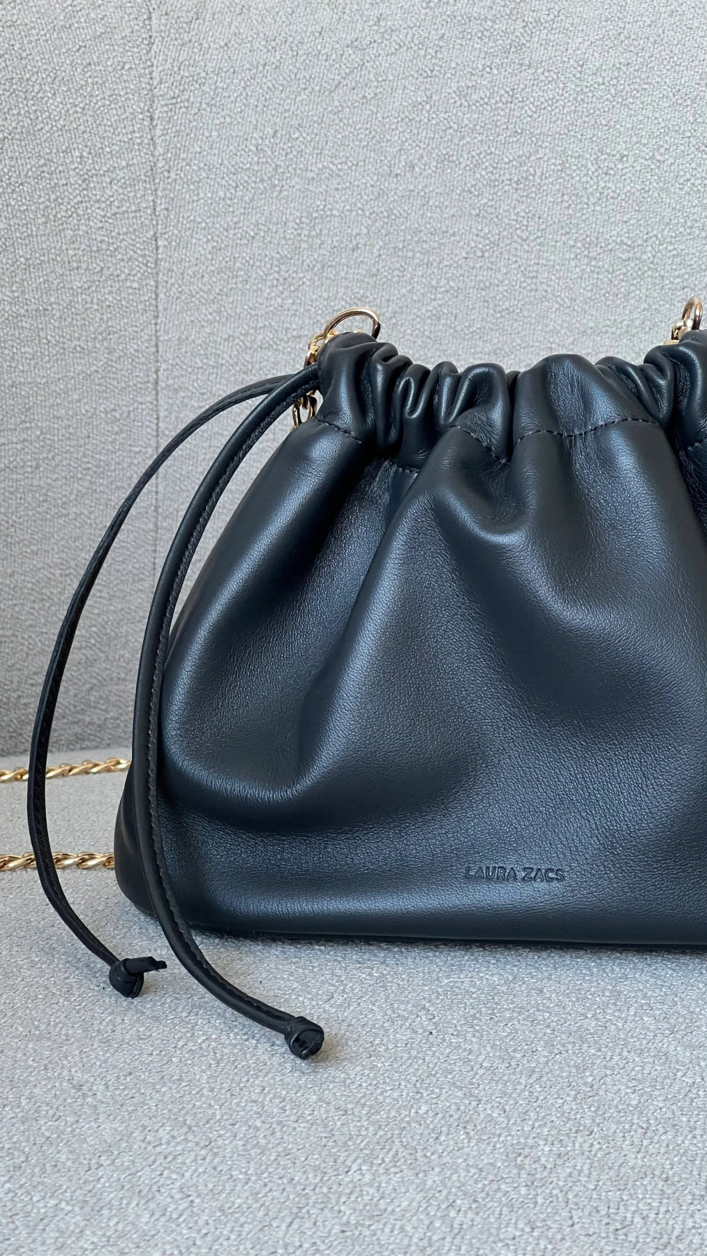 NOCTURNE MINI – CHARCOAL GREY LAMBSKIN HANDBAG WITH GOLD CHAIN - BeaA - Be At Home with Yourself - Bag