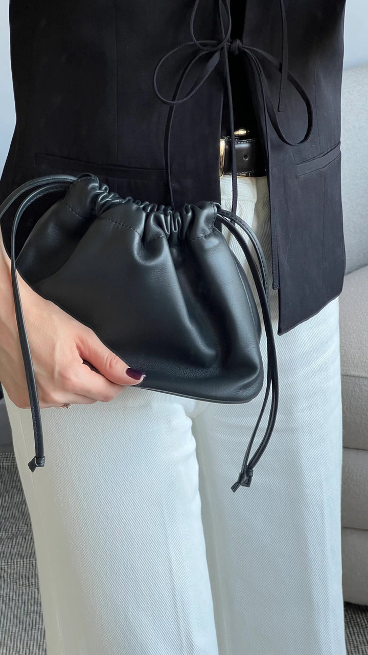 NOCTURNE MINI – CHARCOAL GREY LAMBSKIN HANDBAG WITH GOLD CHAIN - BeaA - Be At Home with Yourself - Bag