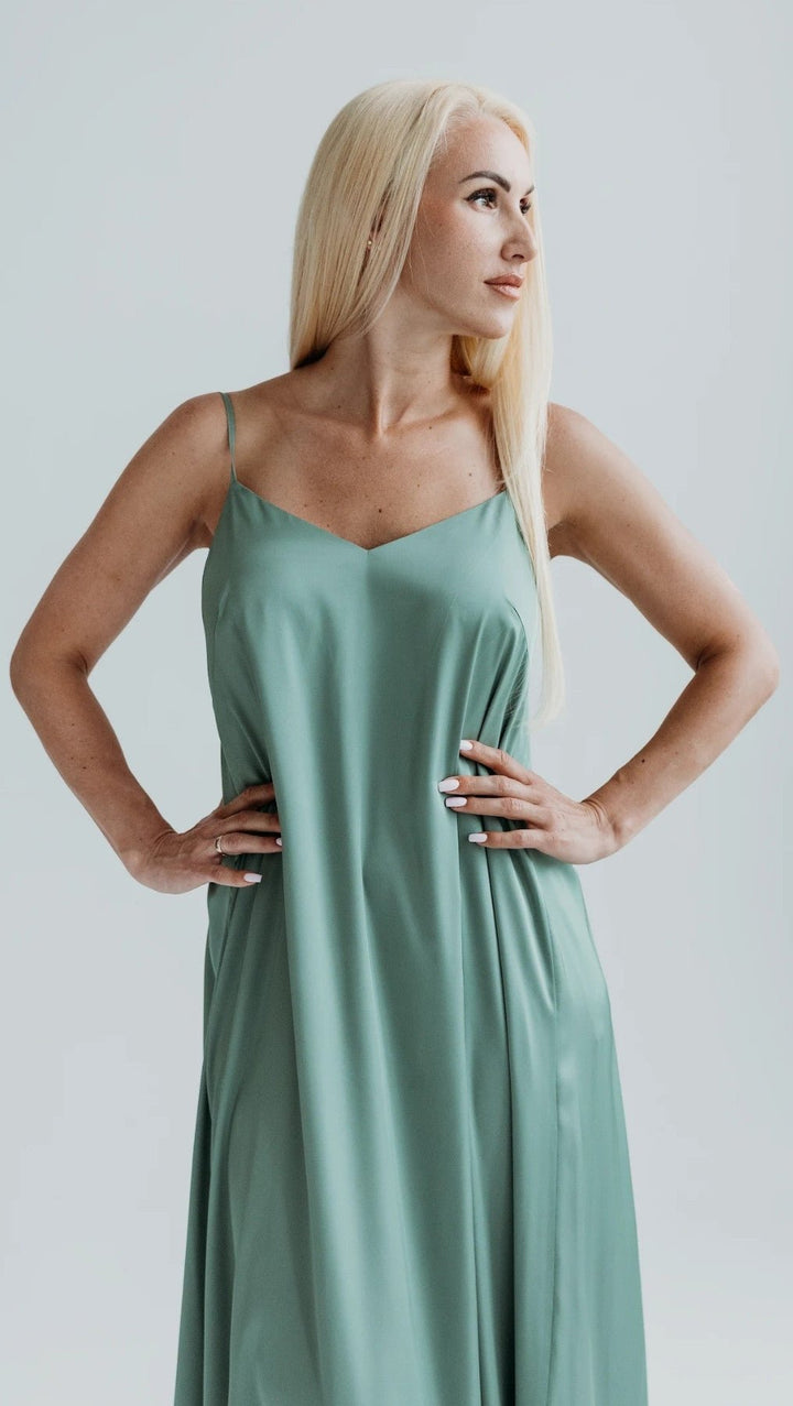 Open - back Maxi Dress with Straps Basil - BeaA - Be At Home with Yourself - Dress