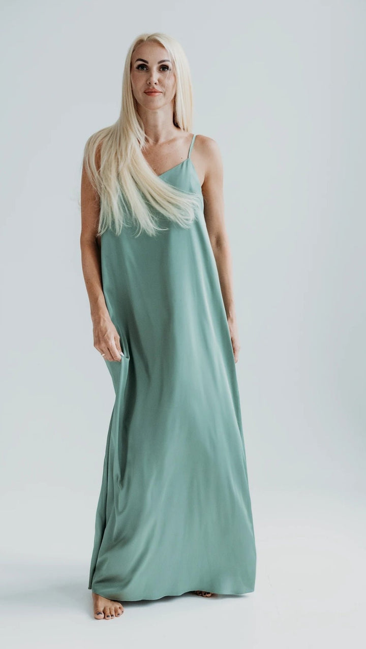 Open - back Maxi Dress with Straps Basil - BeaA - Be At Home with Yourself - Dress