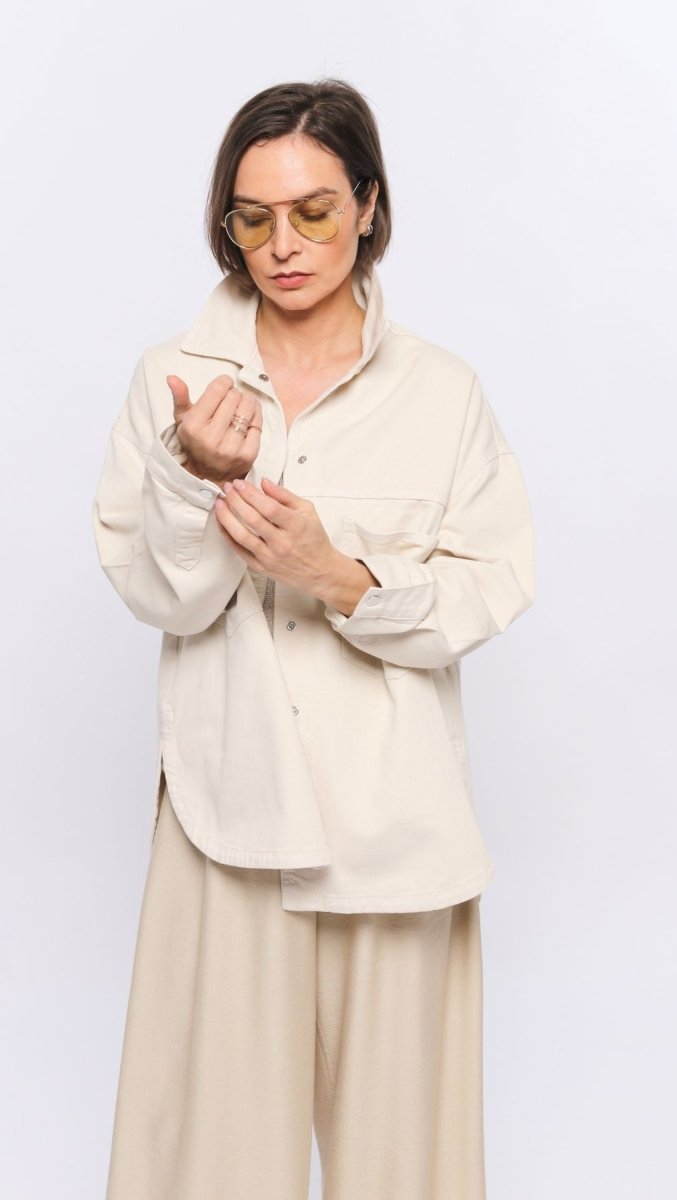 Oversized jeans jacket Cream - BeaA - Be At Home with Yourself - Top