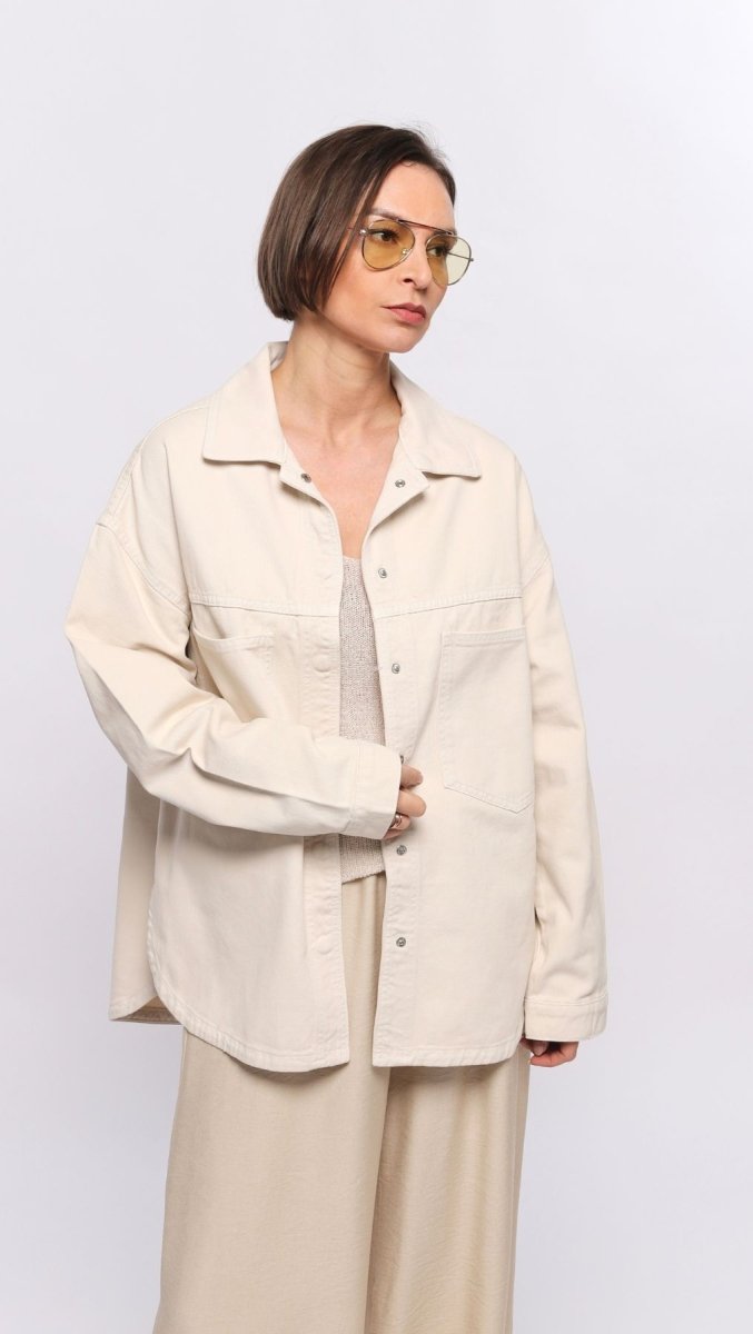 Oversized jeans jacket Cream - BeaA - Be At Home with Yourself - Top