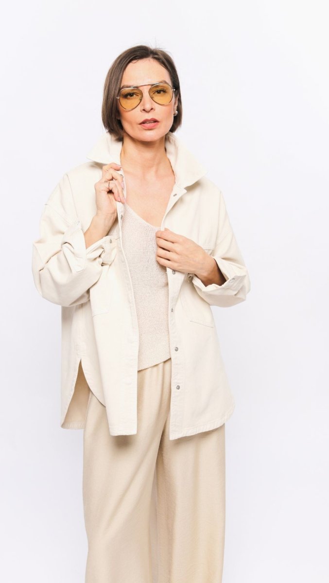 Oversized jeans jacket Cream - BeaA - Be At Home with Yourself - Top