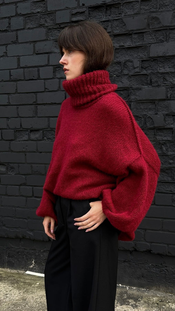 Oversized Sweater Deep Burgundy - BeaA - Be At Home with Yourself - Top