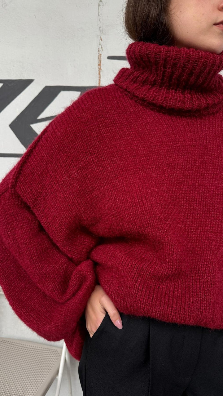 Oversized Sweater Deep Burgundy - BeaA - Be At Home with Yourself - Top