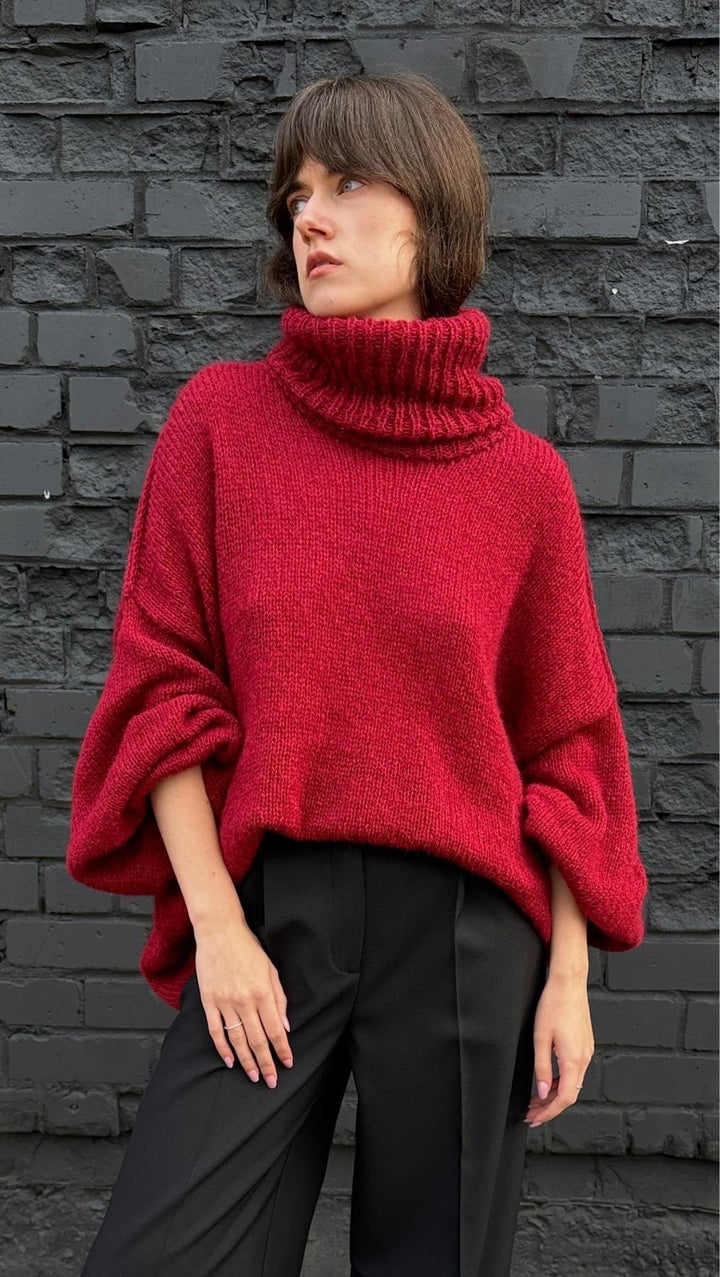 Oversized Sweater Deep Burgundy - BeaA - Be At Home with Yourself - Top