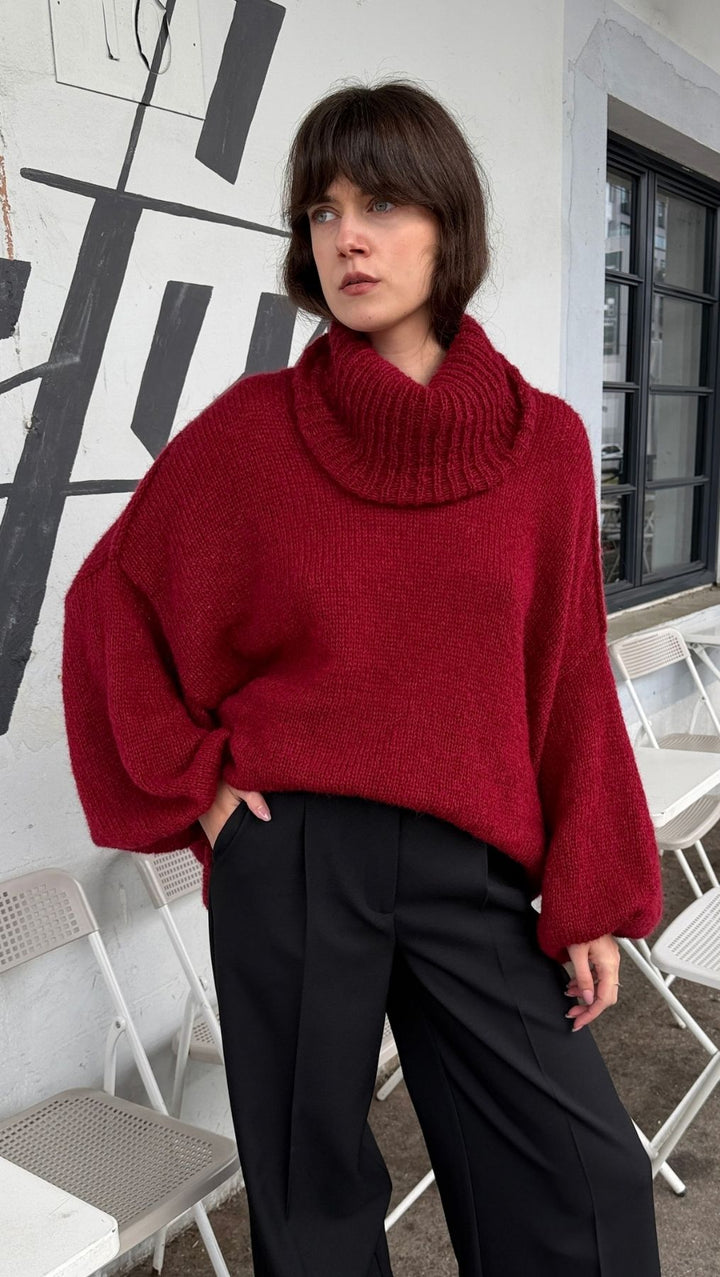 Oversized Sweater Deep Burgundy - BeaA - Be At Home with Yourself - Top