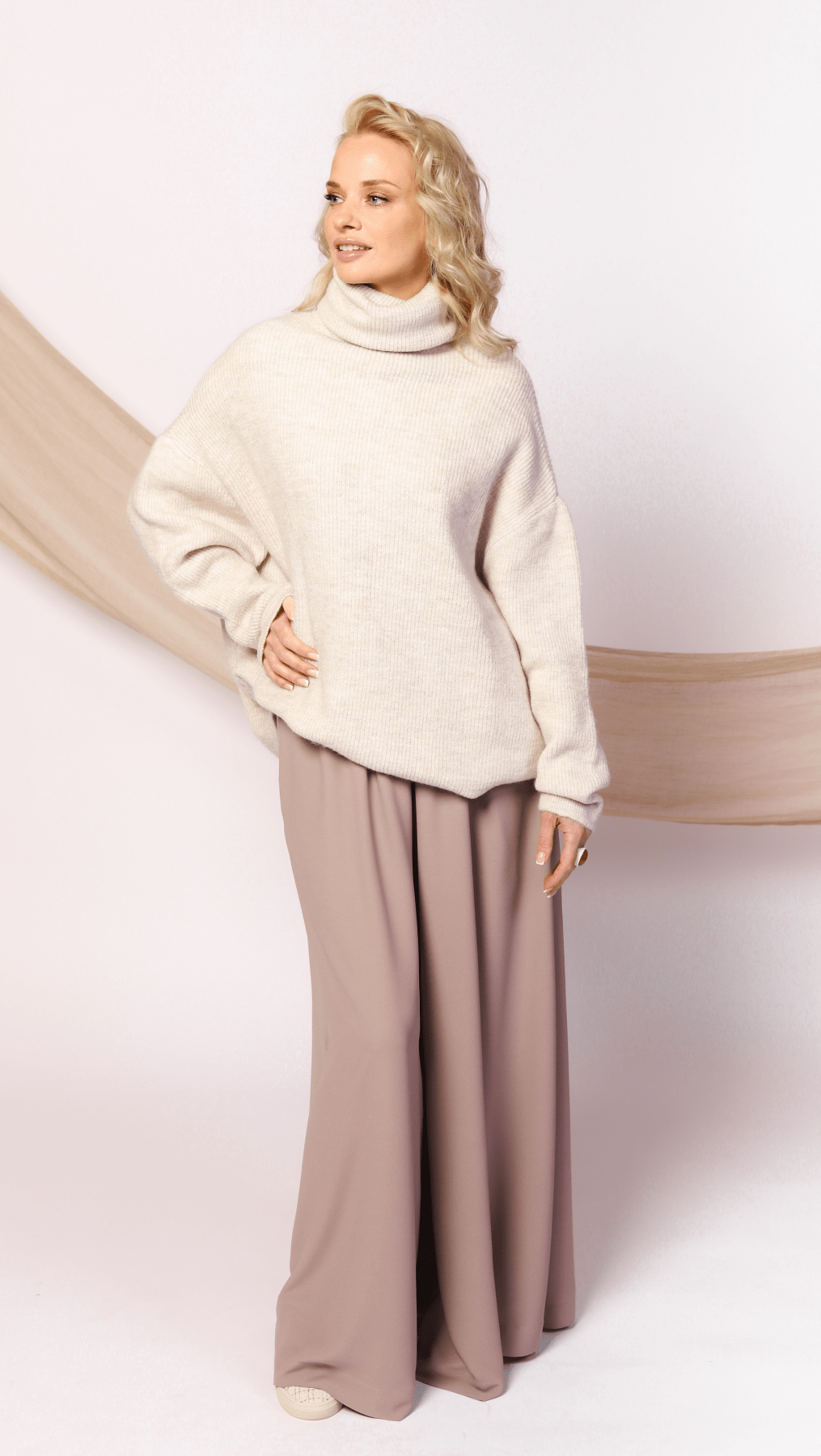 Oversized turtleneck sweater "Platinum" BeaA - Be At Home with Yourself