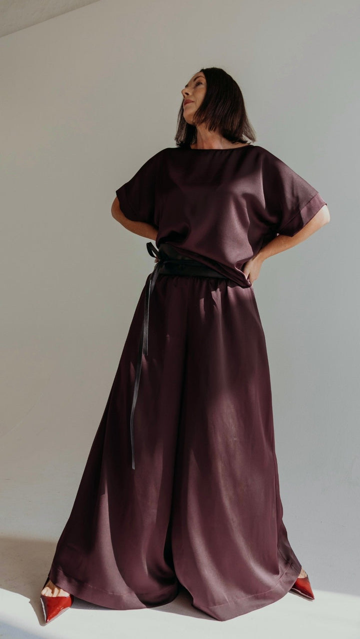 Palazzo trousers Deep Plum - BeaA - Be At Home with Yourself - Trousers