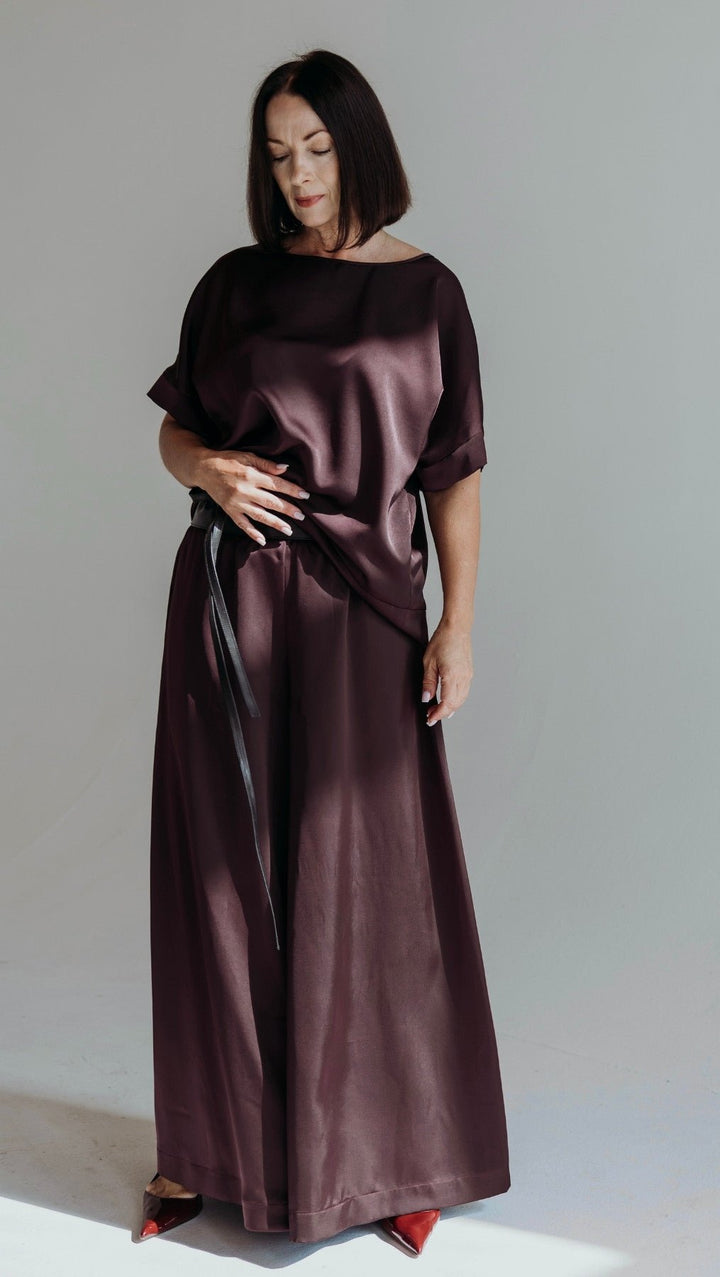 Palazzo trousers Deep Plum - BeaA - Be At Home with Yourself - Trousers