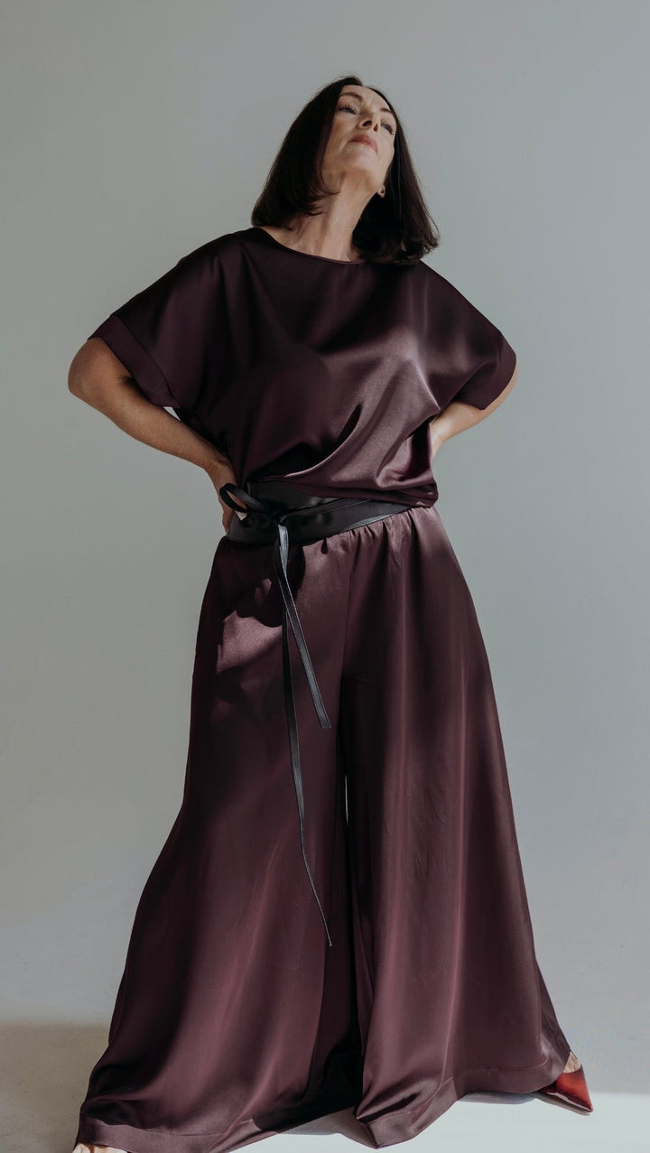 Palazzo trousers Deep Plum - BeaA - Be At Home with Yourself - Trousers
