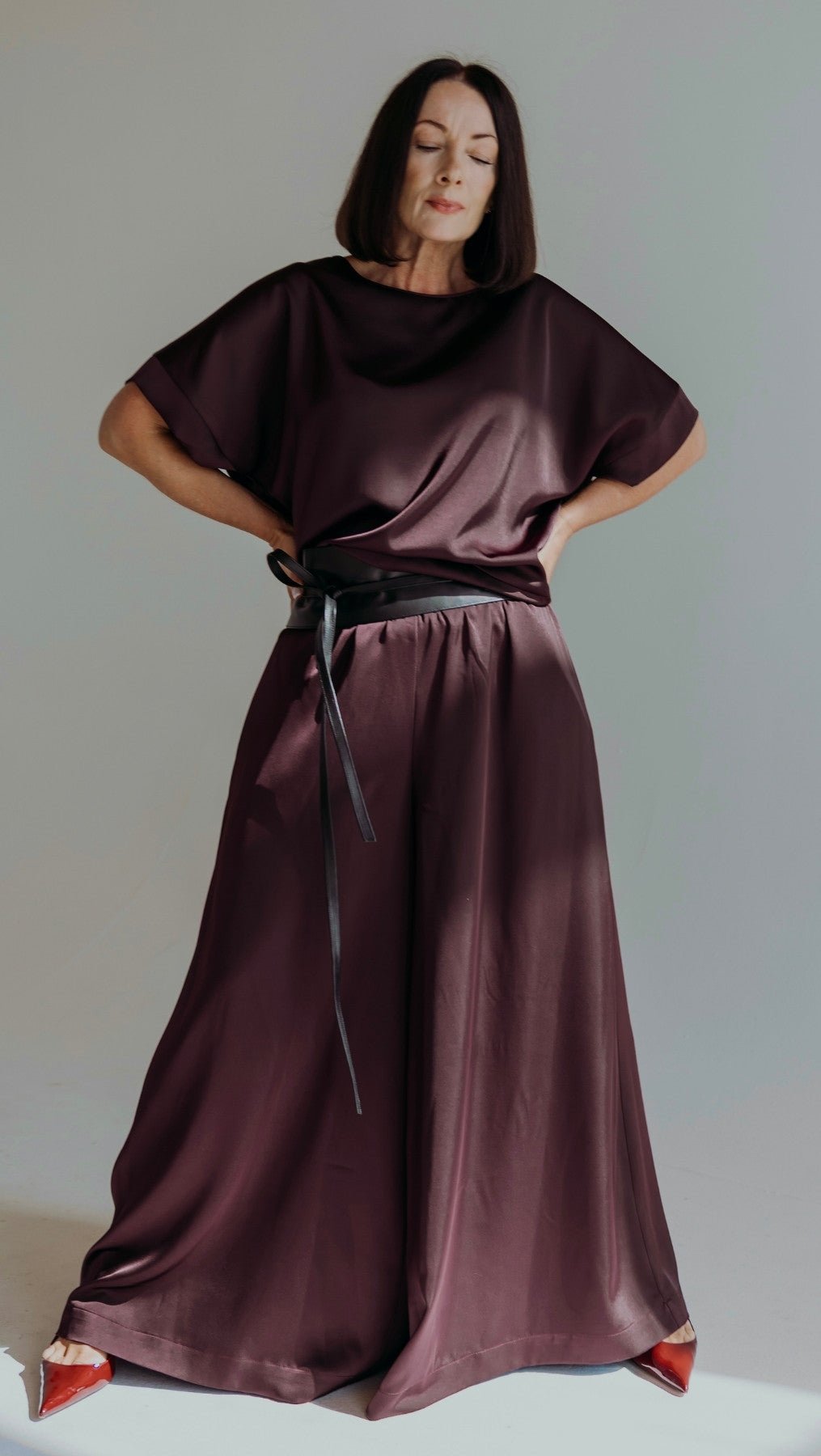 Palazzo trousers Deep Plum - BeaA - Be At Home with Yourself - Trousers