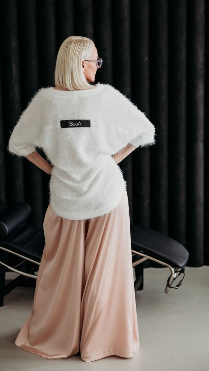 Palazzo Trousers Silk Beige - BeaA - Be At Home with Yourself - Wide Trousers