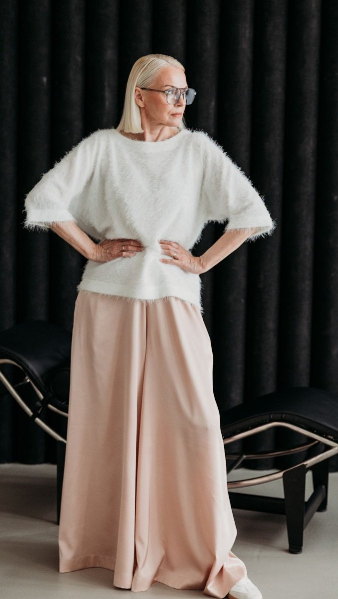 Palazzo Trousers Silk Beige - BeaA - Be At Home with Yourself - Wide Trousers