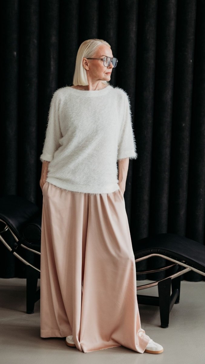 Palazzo Trousers Silk Beige - BeaA - Be At Home with Yourself - Wide Trousers