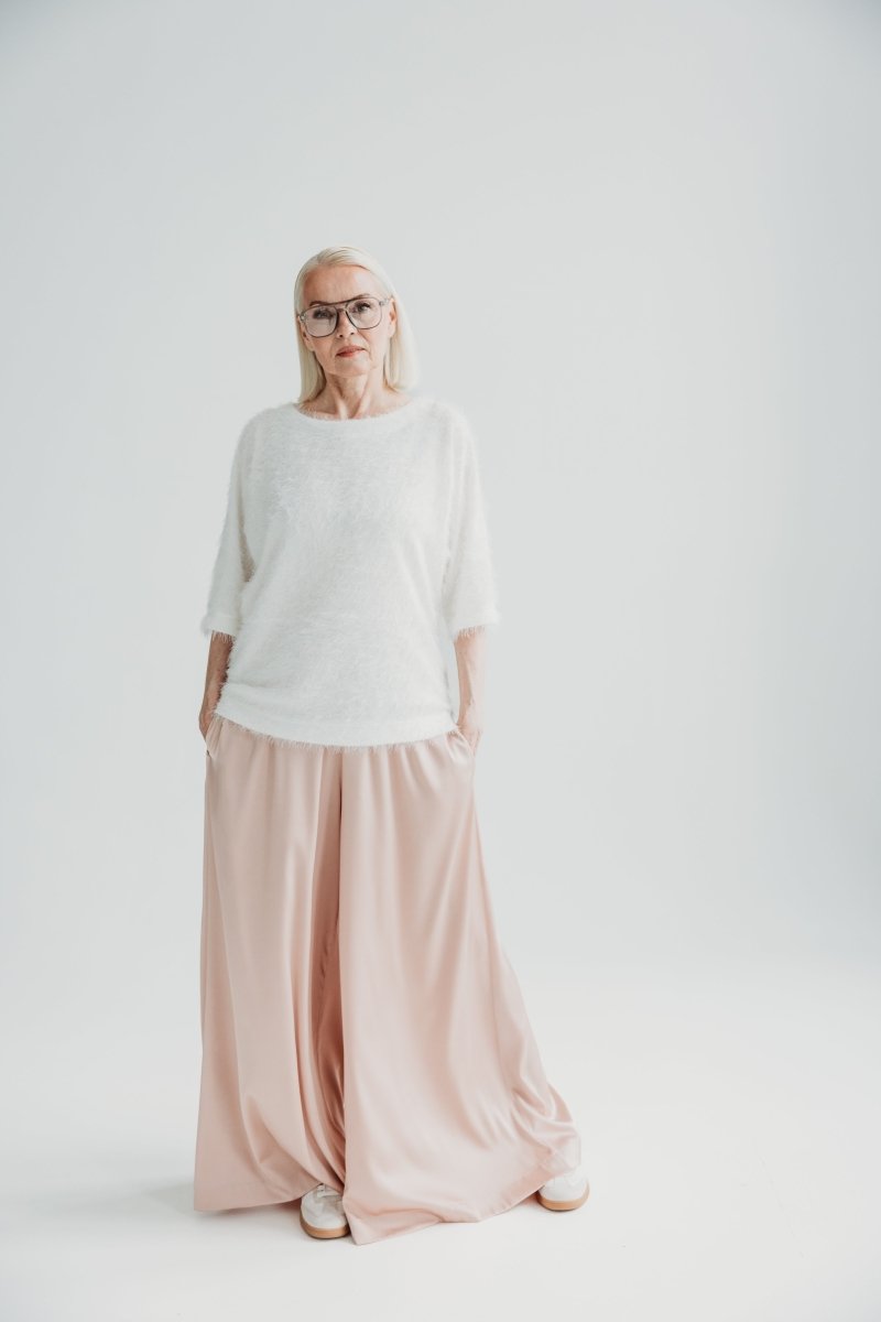 Palazzo Trousers Silk Beige - BeaA - Be At Home with Yourself - Wide Trousers