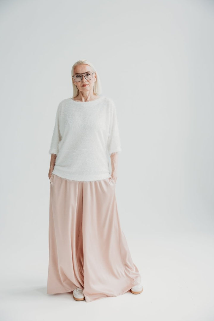 Palazzo Trousers Silk Beige - BeaA - Be At Home with Yourself - Wide Trousers