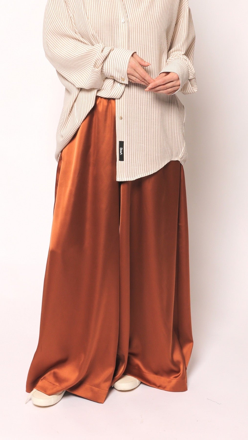 Palazzo trousers Silk Bronze - BeaA - Be At Home with Yourself - Trousers