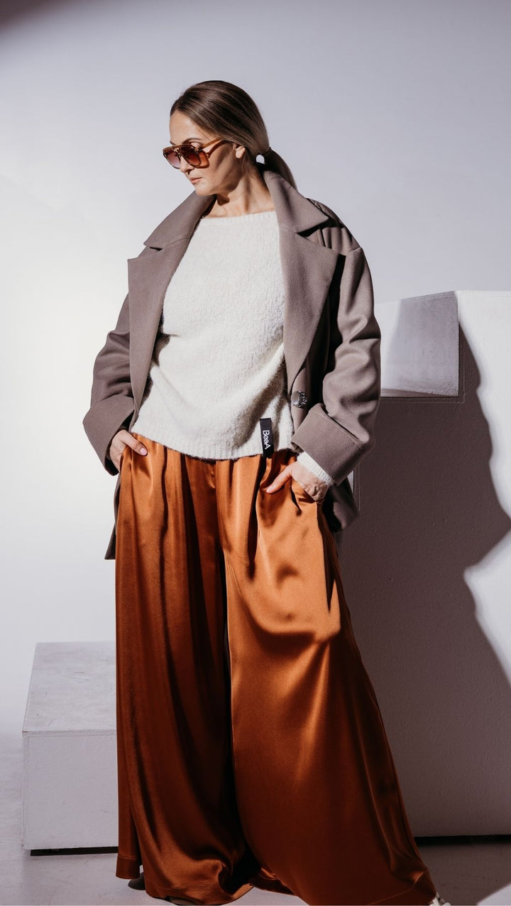 Palazzo trousers Silk Bronze - BeaA - Be At Home with Yourself - Trousers