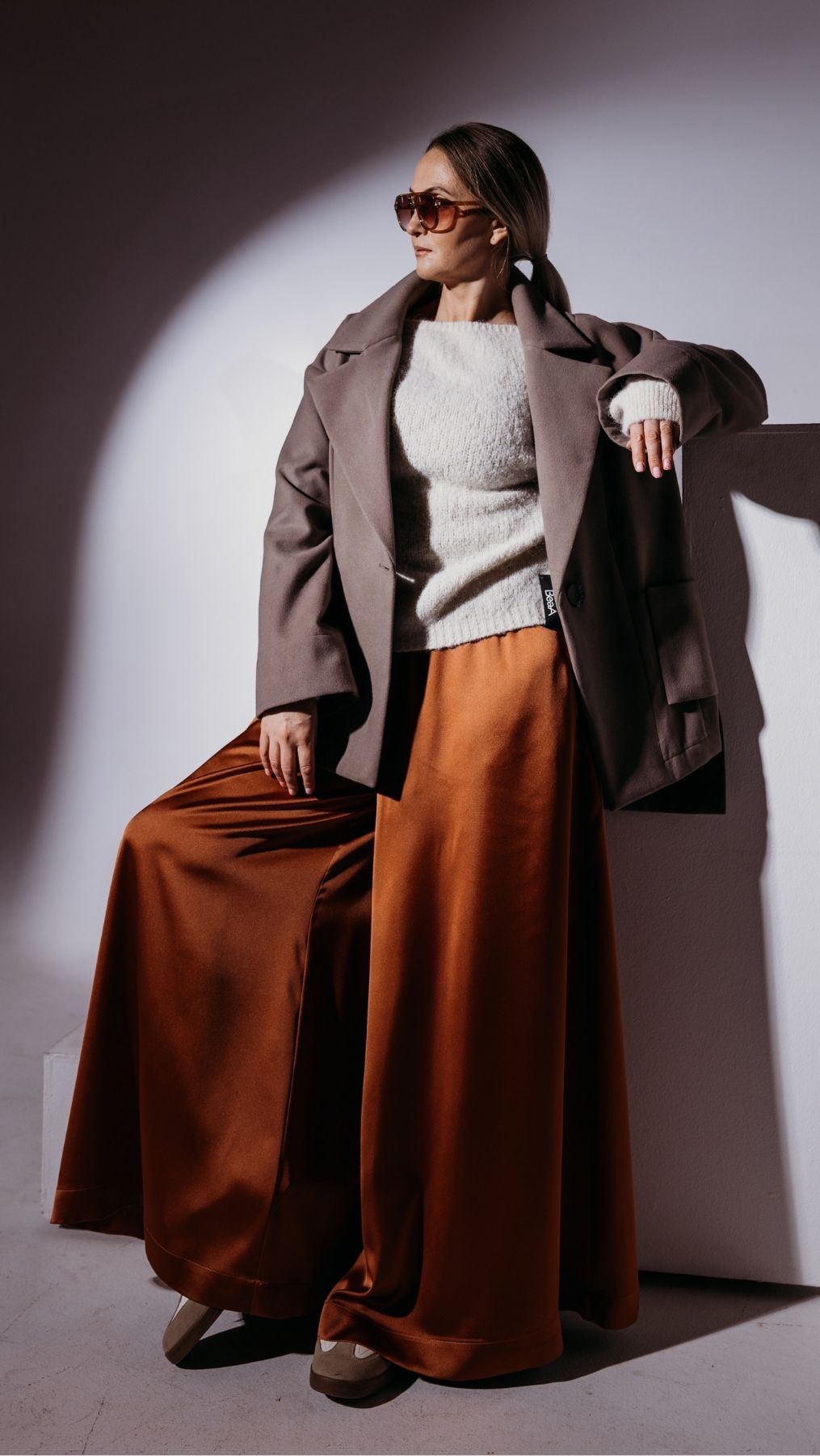 Palazzo trousers Silk Bronze - BeaA - Be At Home with Yourself - Trousers