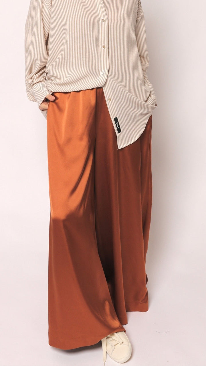 Palazzo trousers Silk Bronze - BeaA - Be At Home with Yourself - Trousers